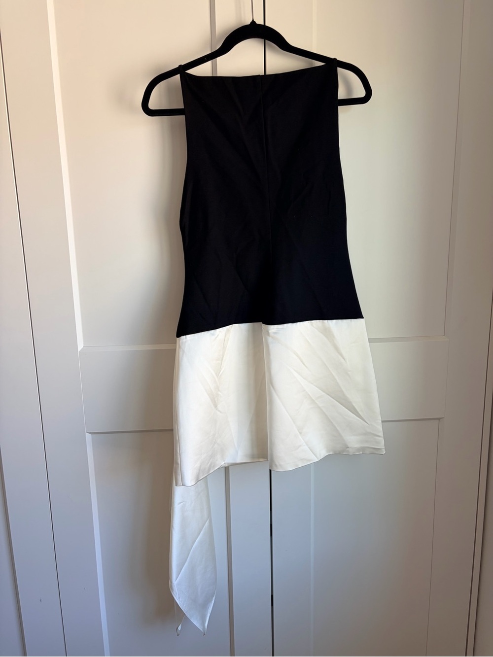 Zara Black & White Asymmetrical Draped Mini Dress | M - Picture 3 of 4